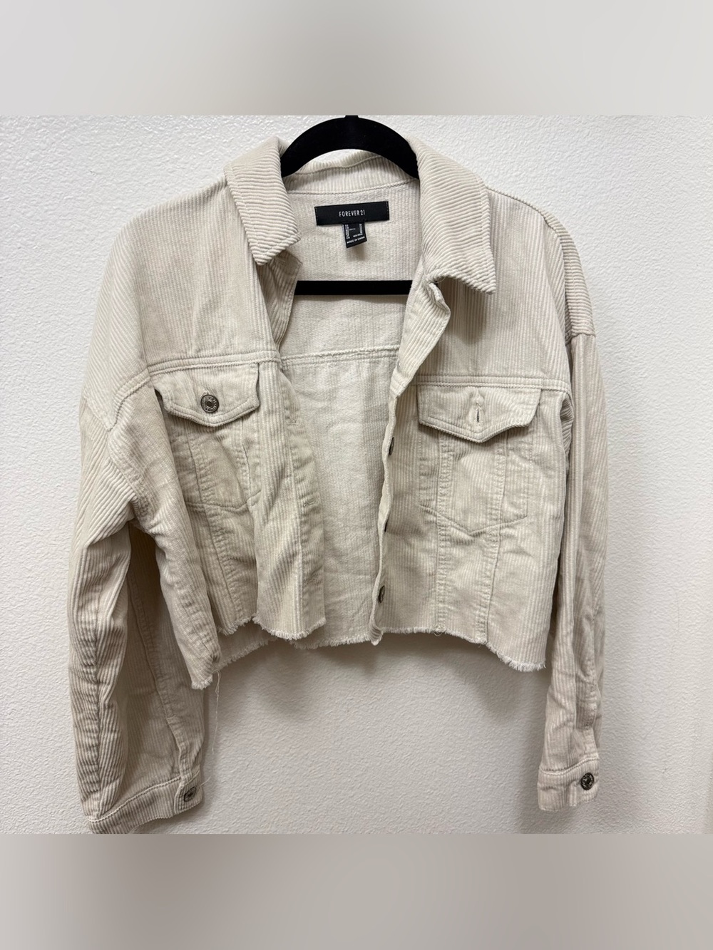 Forever 21 Cream Corduroy Cropped Jacket